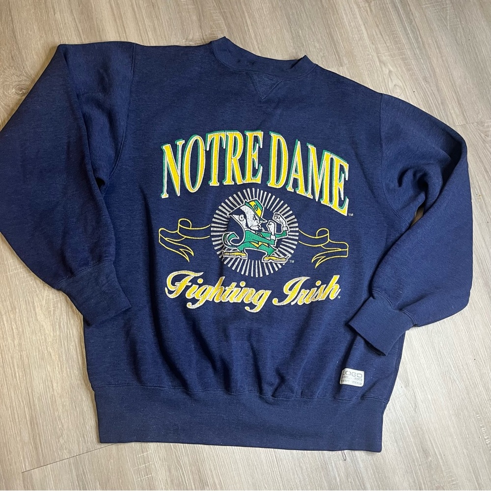 Vintage LOGO 7 Men’s Notre Dame Fighting‎ Irish Navy Blue Sweater Sz Large